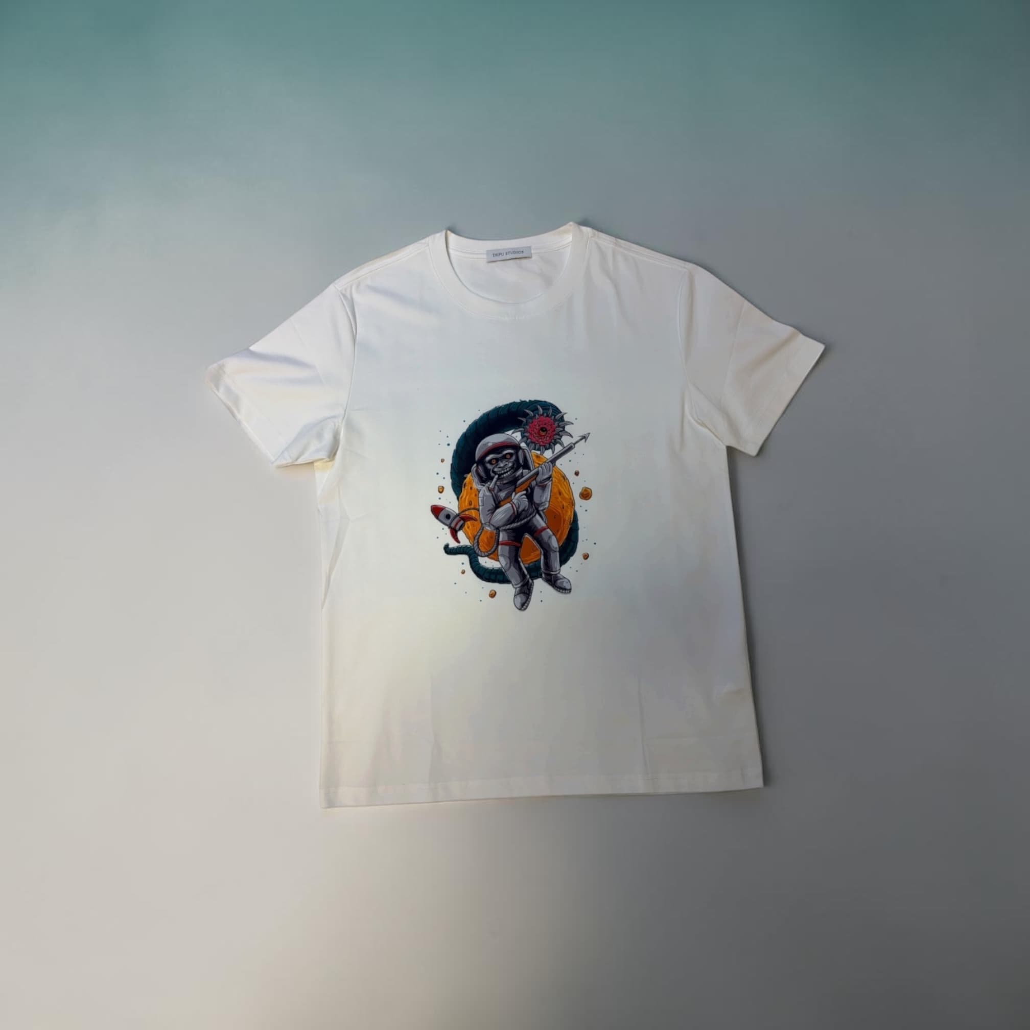 COSMIC REBEL — Space Monkey Tee (White Edition) customer fit 2