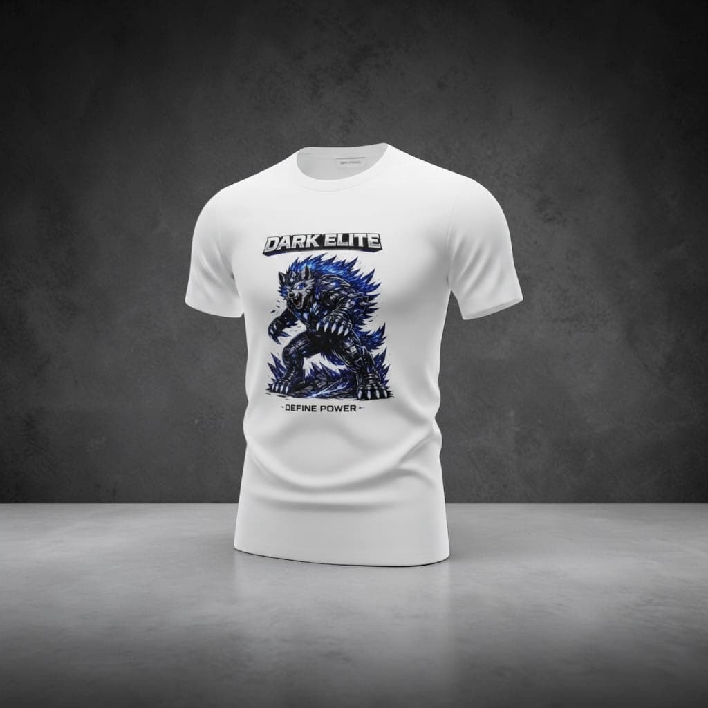 DARK ELITE — Define Power Tee (White Edition) customer fit 3
