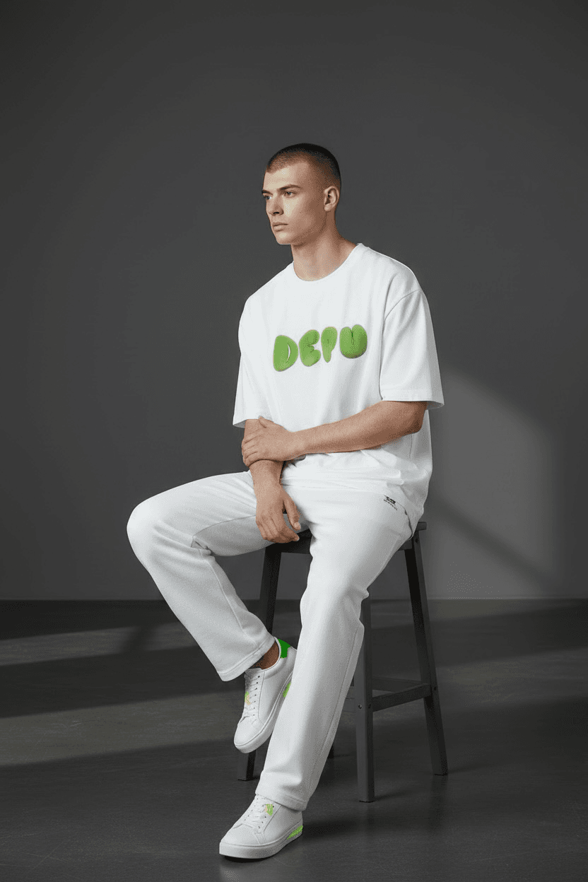DEPÜ CORE — Neon Bubble Logo Tee (White Edition) customer fit 1