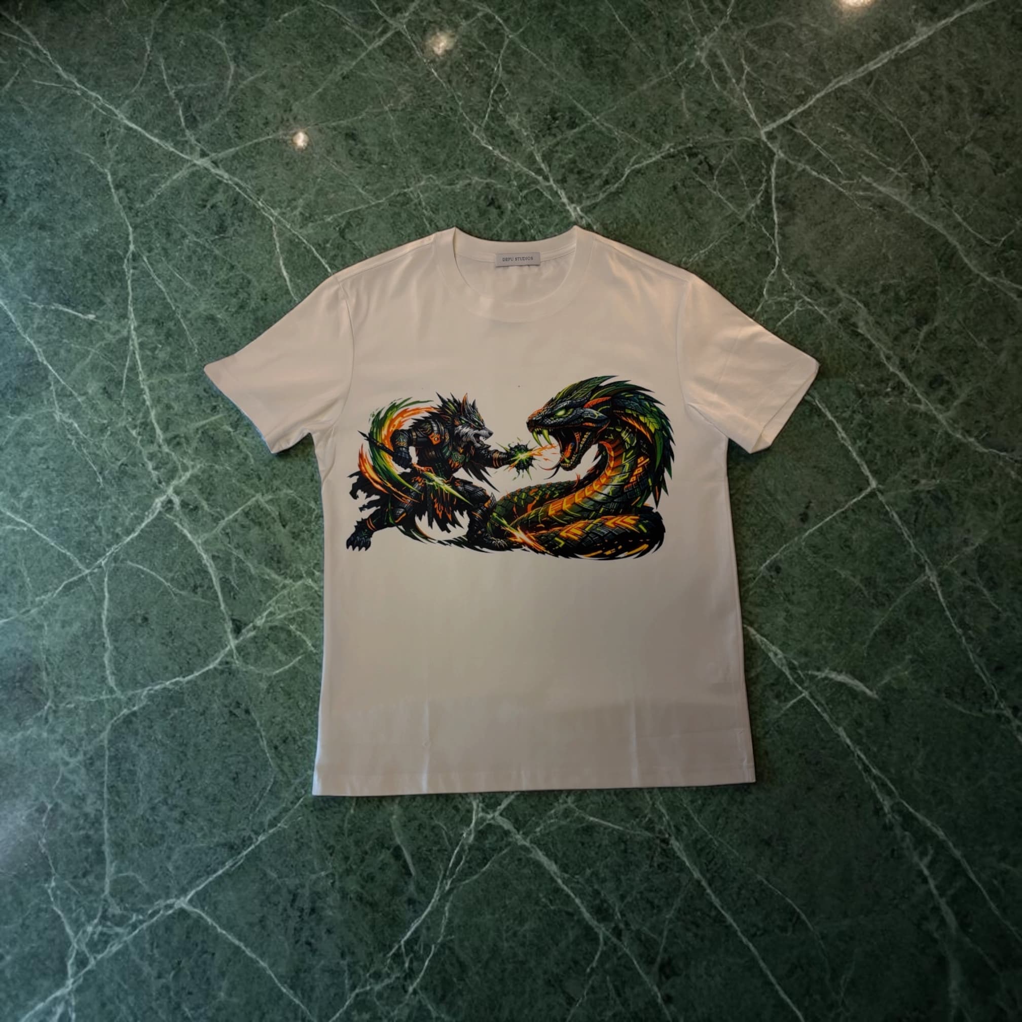 SERPENT WAR — Alpha vs Venom Tee (Sand Edition) customer fit 3