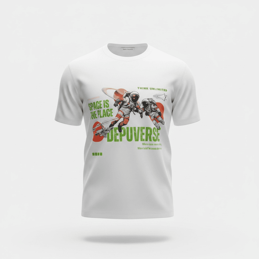 DEPUVERSE — Space Is The Place Tee (White Edition) customer fit 3